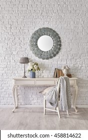 Modern Brick Wall Mirror Interior