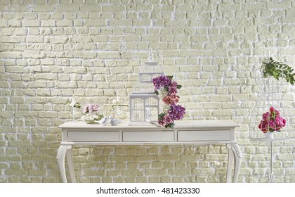 Modern Brick Wall And Wedding Decor Interior