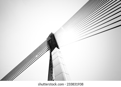 Modern Bridge Architecture At Putrajaya (Black And White)