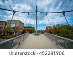 Modern bridge at Carroll Creek Linear Park, in Frederick, Maryland.