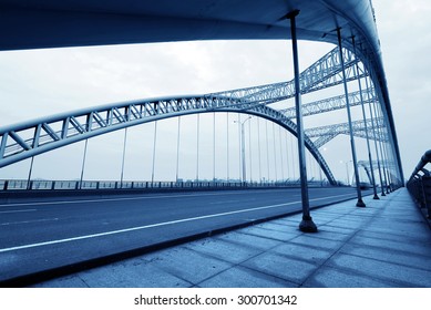 Modern Bridge In China, Night Landscape.