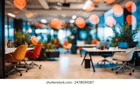 Modern bright office interior with furniture and daylight. Blurred background. - Powered by Shutterstock