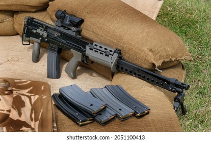 Modern British Service Assault Rifle With Magazines.