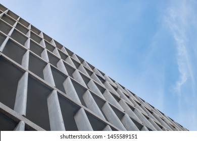 modern building with blue sky and clouds	