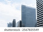 Modern building cityscape view with blue sky background