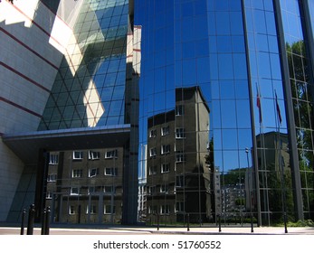Modern building with reflections