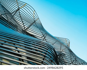 Modern building Steel curve facade panel Architecture details Futuristic  - Powered by Shutterstock