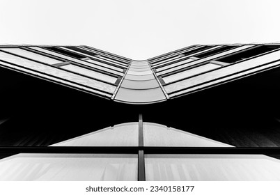 Modern building in Vienna, design concept, contemporary architecture, black and white look