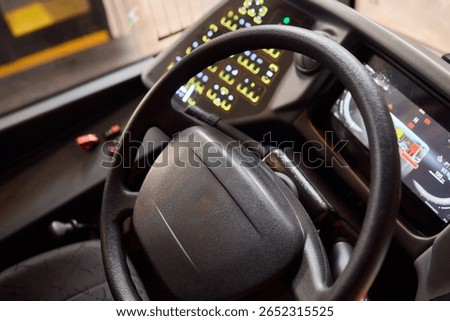 The Modern Bus Interior has a high-tech dashboard and advanced controls for drivers and passengers