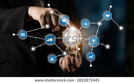 A modern business analytics concept featuring data visualization and networking elements to illustrate growth, innovation, and strategic development in corporate settings. Crux
