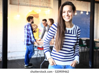 Modern Business Woman In The Office With Copy Space