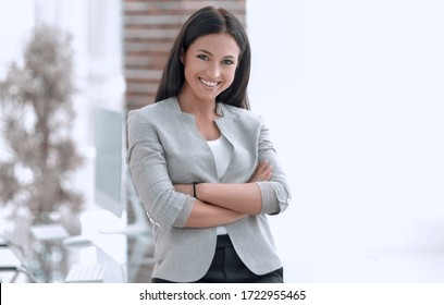 modern business woman on a blurred background.