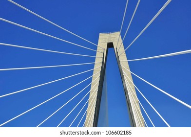 Modern Cable Bridge against blue sky