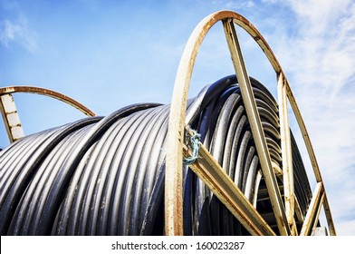 modern cable drum close-up at a construction site - Powered by Shutterstock