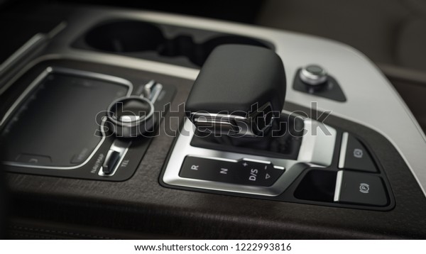 Modern car\
automatic transmission. Interior\
detail.