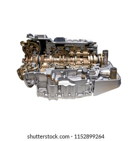 Modern Car Engine And Gear Box Isolated