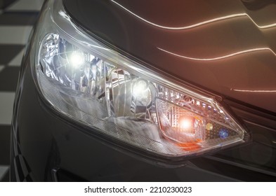 Modern Car Exterior Details.Headlight Of A Modern Sport Car