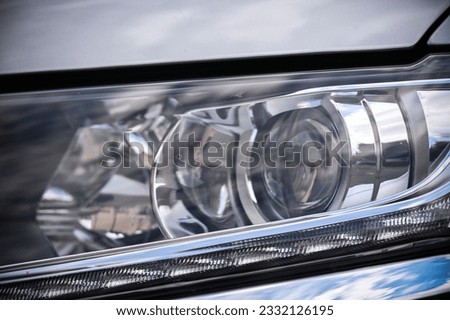 modern car headlights with optics