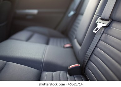 Modern Car Interior - Rear Seats With The Seat Belts