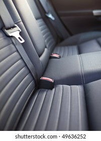 Modern Car Interior - Rear Seats With The Seat Belts