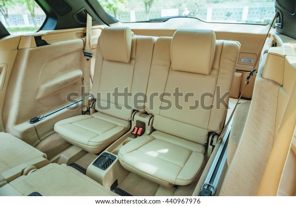 Modern car interior. Rear\
seats.