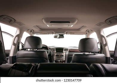 Modern Car Interior. View From Back.