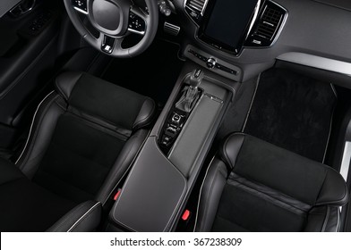 Modern Car Interior, View From The Top, No Labels