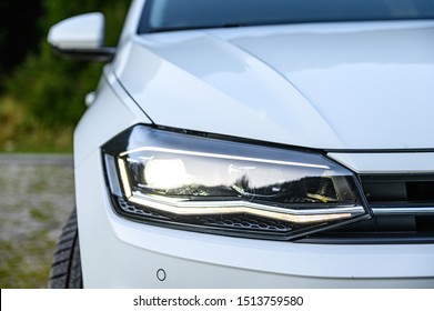 Modern car LED headlight and parking sensor