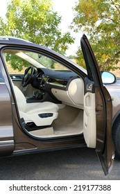 Modern Car With Open Door, Outdoors