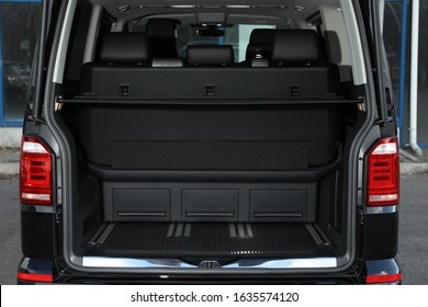 Modern Car With Open Empty Trunk Outdoors