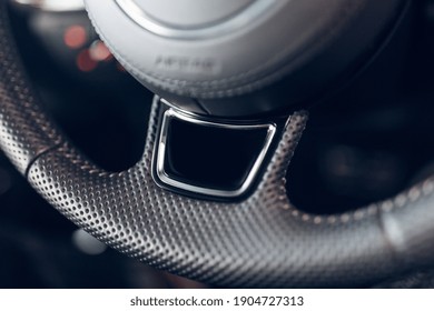 Modern Car Steering Wheel Close Up