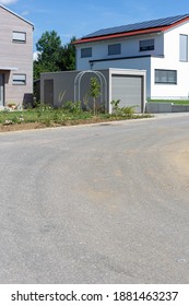 Modern Carport Garage On A Sunny Summer Day In South Germany