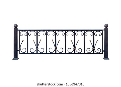 Modern  cast railings, fence in ancient style. Isolated on white background.