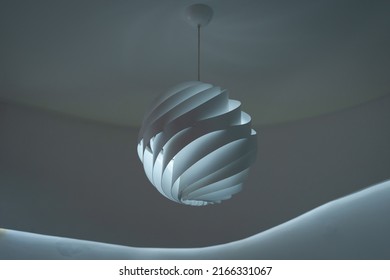 Modern Ceiling Lamps And Light Bulbs Ball Shape Decoration For Home And Living From The Plastic Sheet Sphere Spiral Shape Geometry Pattern. Concept Interior Building Contemporary.
