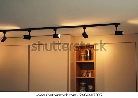 Modern ceiling lights in a comfortable kitchen room