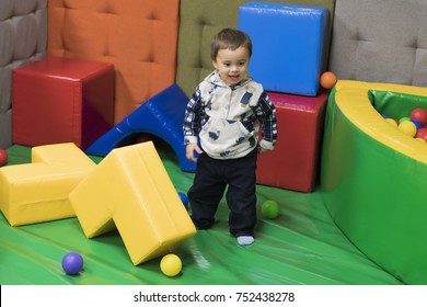 A modern children playground indoor. Child slide