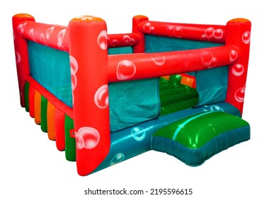 Modern children playground indoor. Inflatable bright castle fun for playground set. Childhood activity in the park.  - Shutterstock ID 2195596615