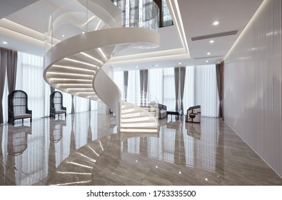 Büro im modernen chinesischen Stil 
Große und helle Lobby und Treppe