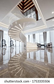 Modern Chinese Style Office, 
Wide And Bright Lobby And Stairs