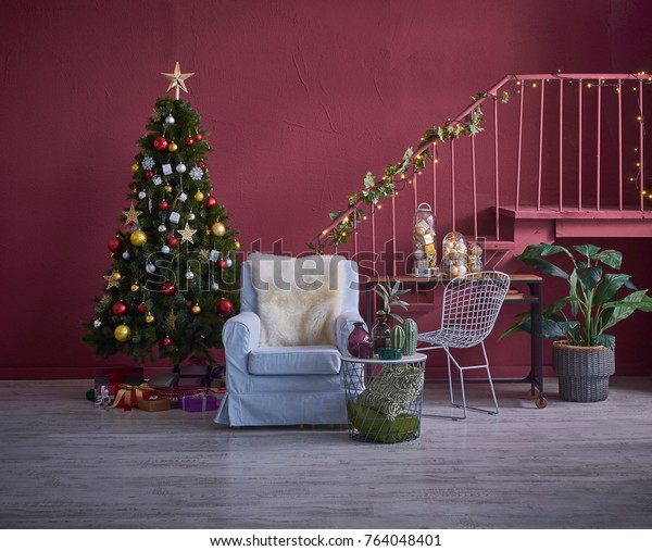 Modern Christmas Tree Interior Style Red Stock Photo Edit Now