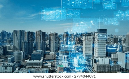 Modern Cities and Digital Technology concept visual.
