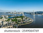 Modern city buildings with skyline and natural scenery in Macau