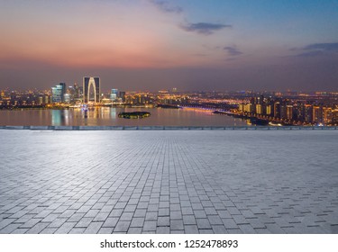 Modern City CBD Building And Square Open Space Background