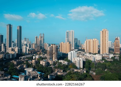 Modern City high-rise skyscraper buildings. Aerial view of the Financial District in Mumbai. Daytime Mumbai City, India - Powered by Shutterstock