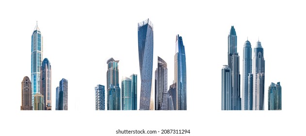 Modern City illustration isolated at white with space for text. Success in business, international corporations concept, Skyscrapers, banks and office buildings. - Shutterstock ID 2087311294