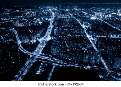 Modern City Panorama Night View