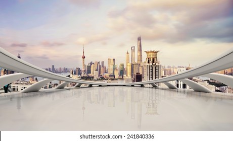 современный городской пейзаж, трафик и городской пейзаж в Шанхае, China.Futuristic концепция бизнеса.