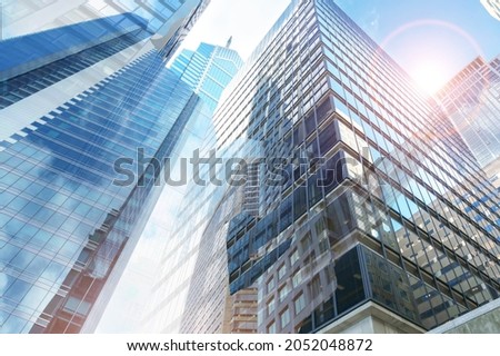 Modern city Skyscrapers on sky background