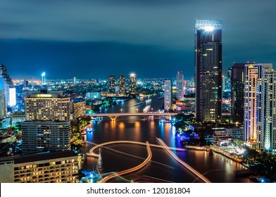 Modern City View Of Bangkok, Thailand. Cityscape.