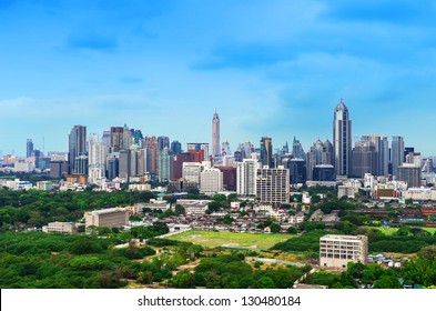 Modern City View Of Bangkok, Thailand. Cityscape.